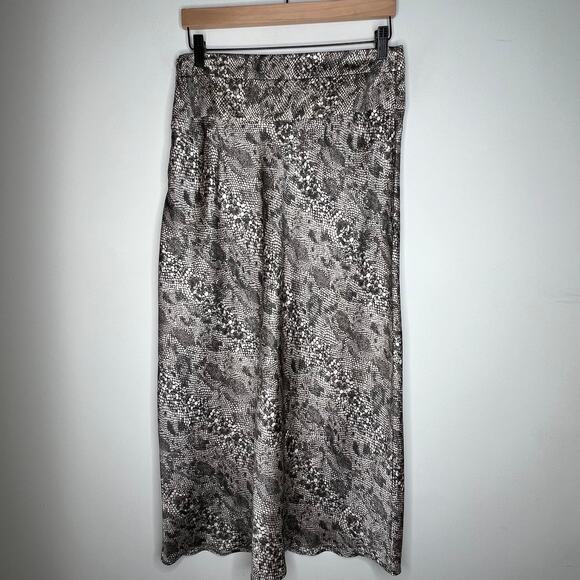 Free People Satin Snake Print Midi Skirt Size 12 - Picture 5 of 8